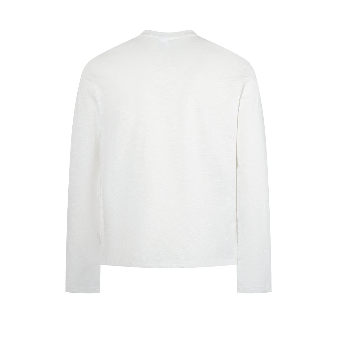 White long-sleeve slub cotton T-shirt