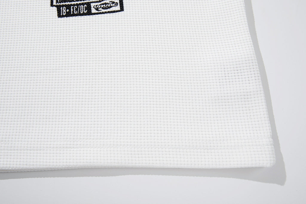 Waffle-knit short-sleeve T-shirt, white