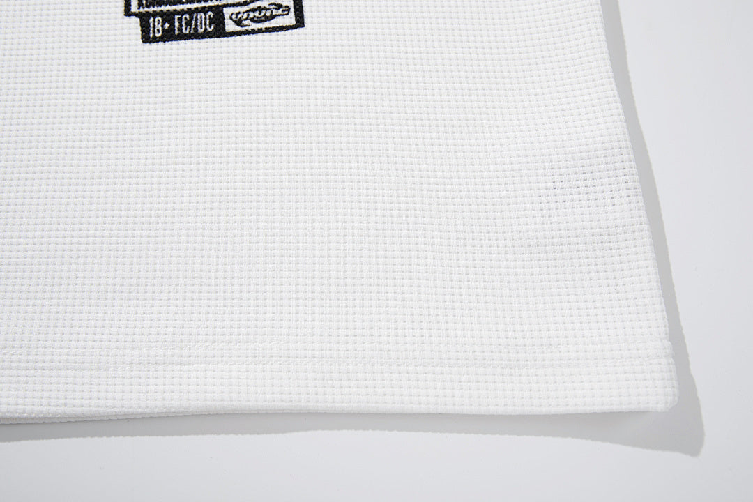 Waffle-knit short-sleeve T-shirt, white