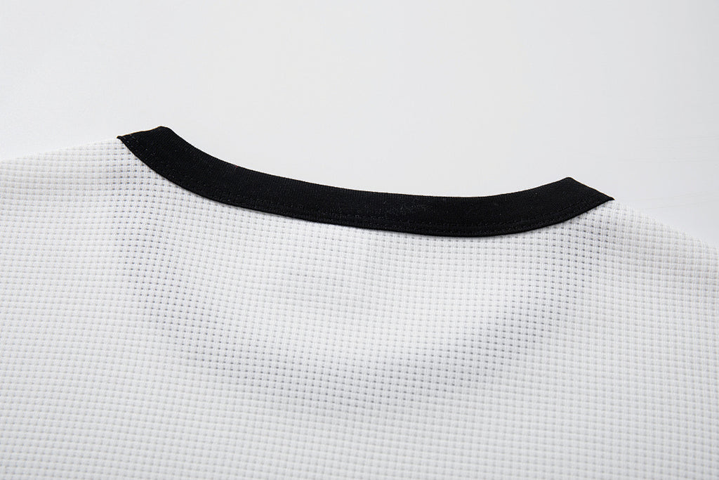 Waffle-knit short-sleeve T-shirt, white