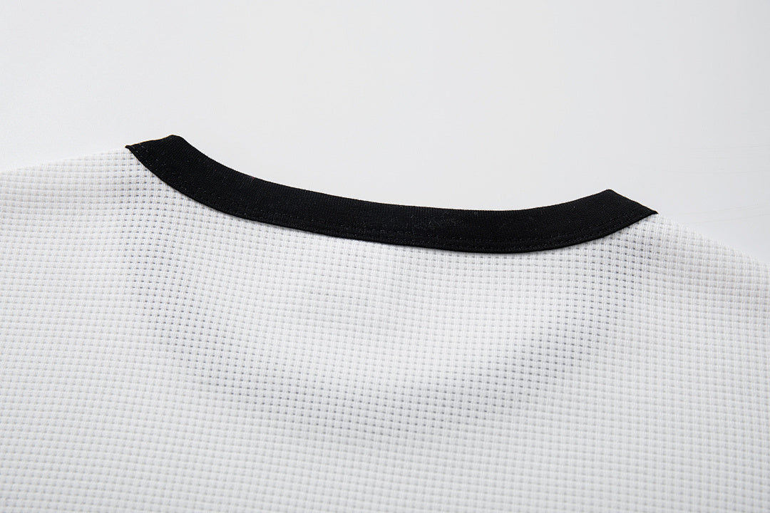 Waffle-knit short-sleeve T-shirt, white