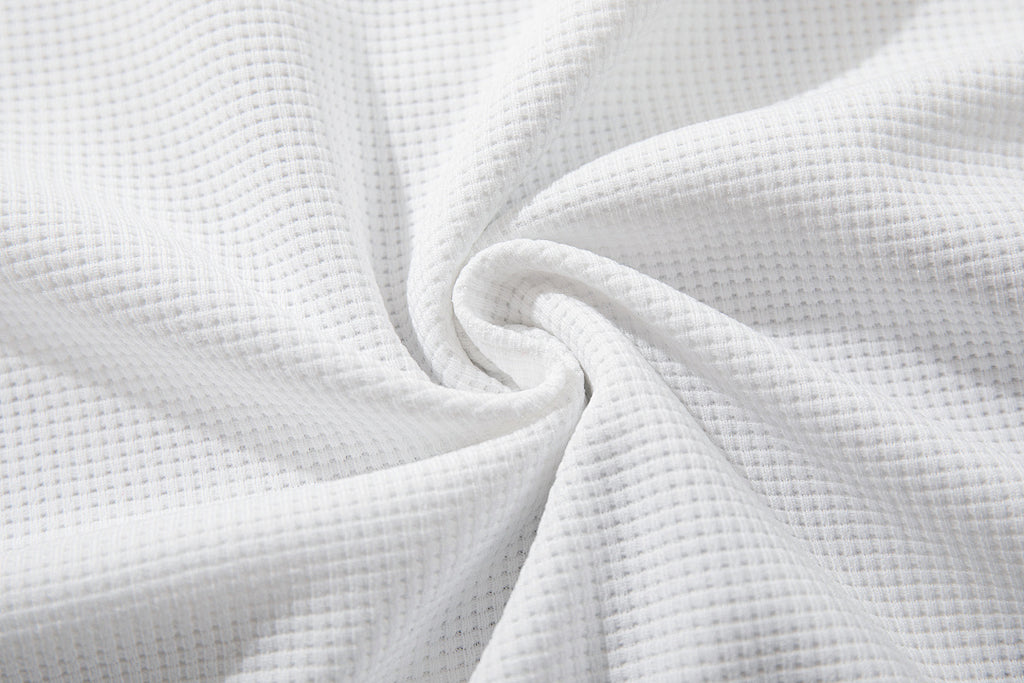 Waffle-knit short-sleeve T-shirt, white
