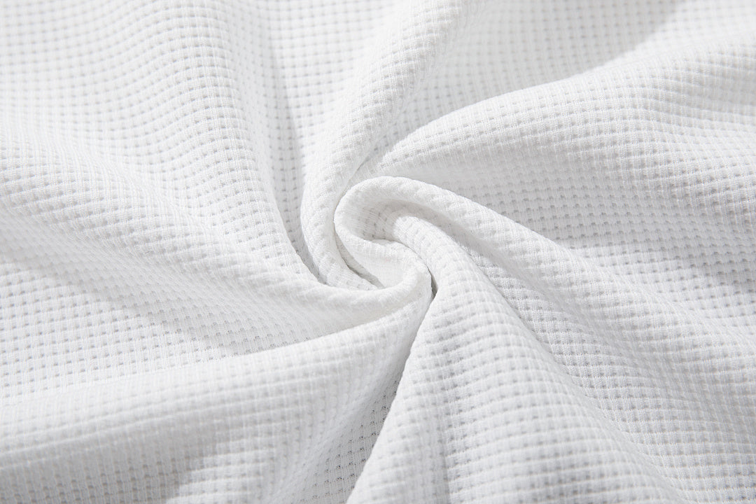 Waffle-knit short-sleeve T-shirt, white