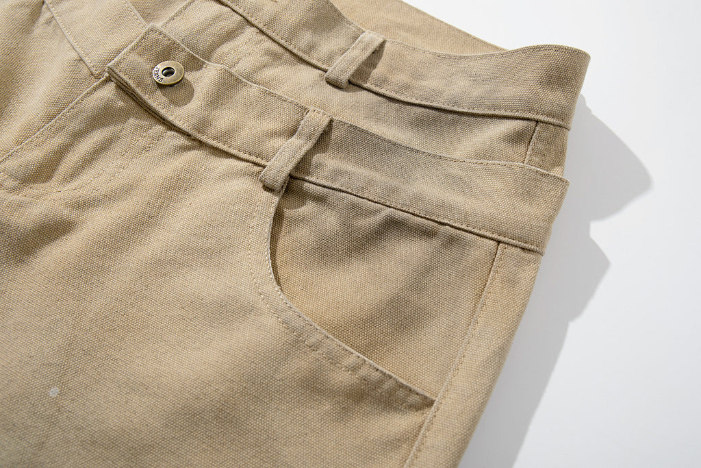 Logging double-waisted trousers, khaki and blue