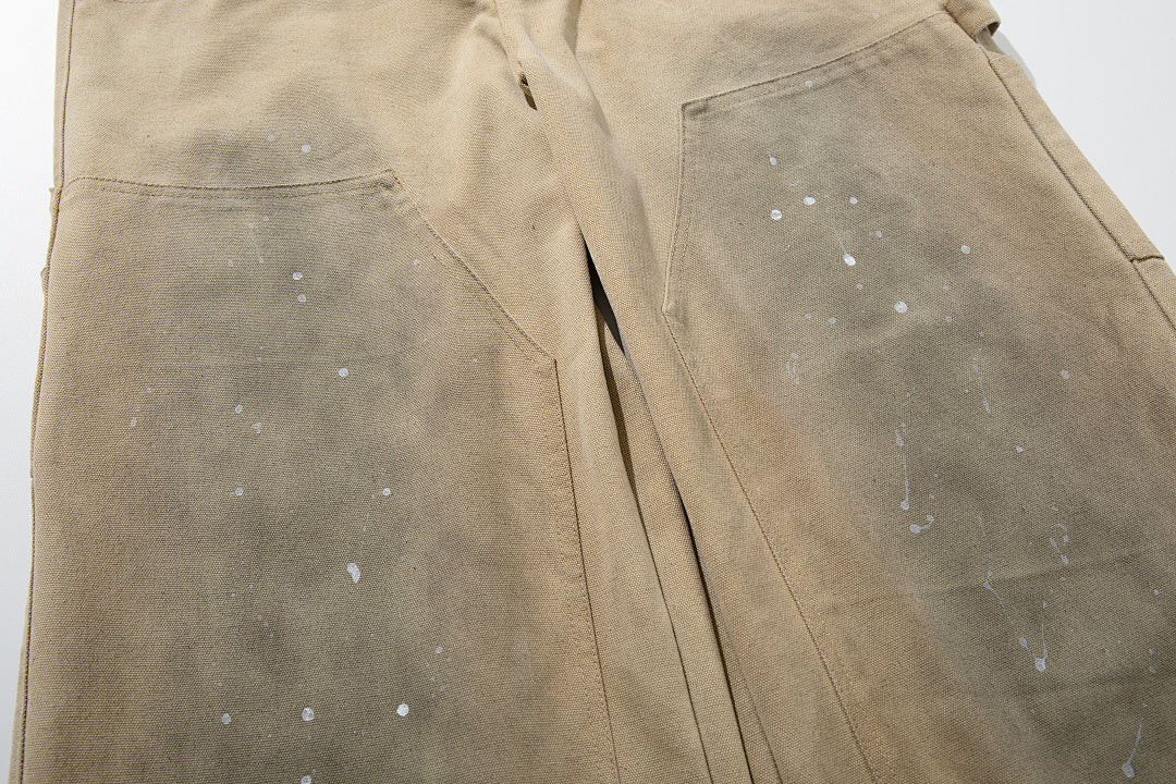 Logging double-waisted trousers, khaki and blue