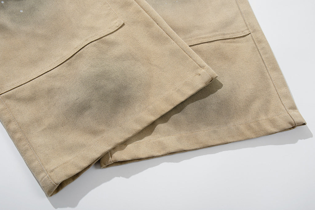Logging double-waisted trousers, khaki and blue