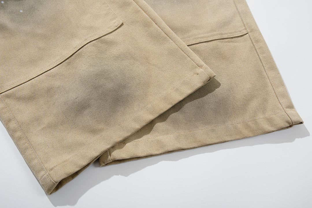 Logging double-waisted trousers, khaki and blue
