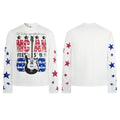 White long-sleeve slub cotton T-shirt