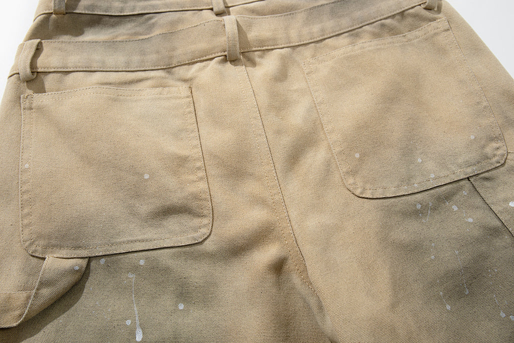 Logging double-waisted trousers, khaki and blue