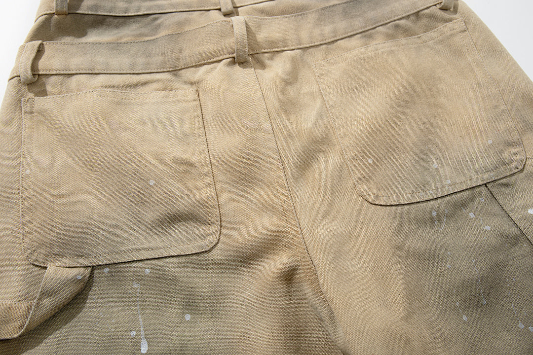 Logging double-waisted trousers, khaki and blue