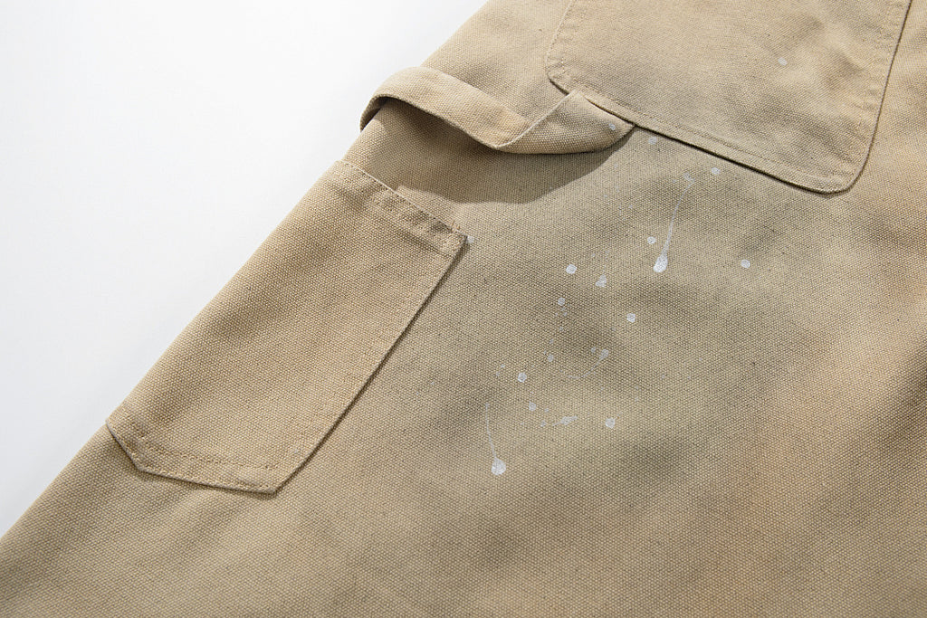 Logging double-waisted trousers, khaki and blue