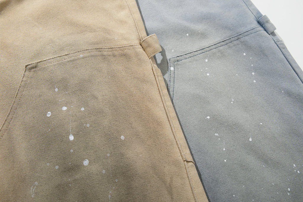 Logging double-waisted trousers, khaki and blue