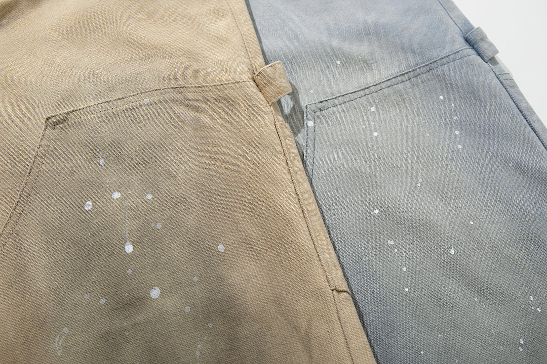 Logging double-waisted trousers, khaki and blue