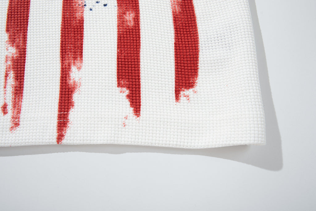 Waffle-knit long-sleeve T-shirt, white