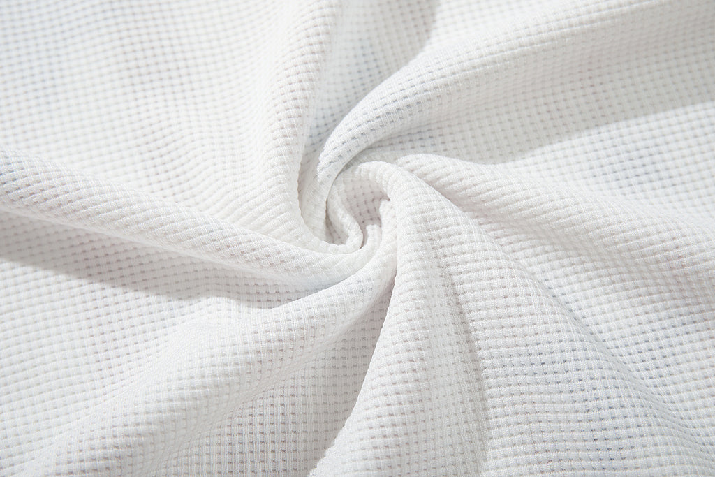 Waffle-knit long-sleeve T-shirt, white