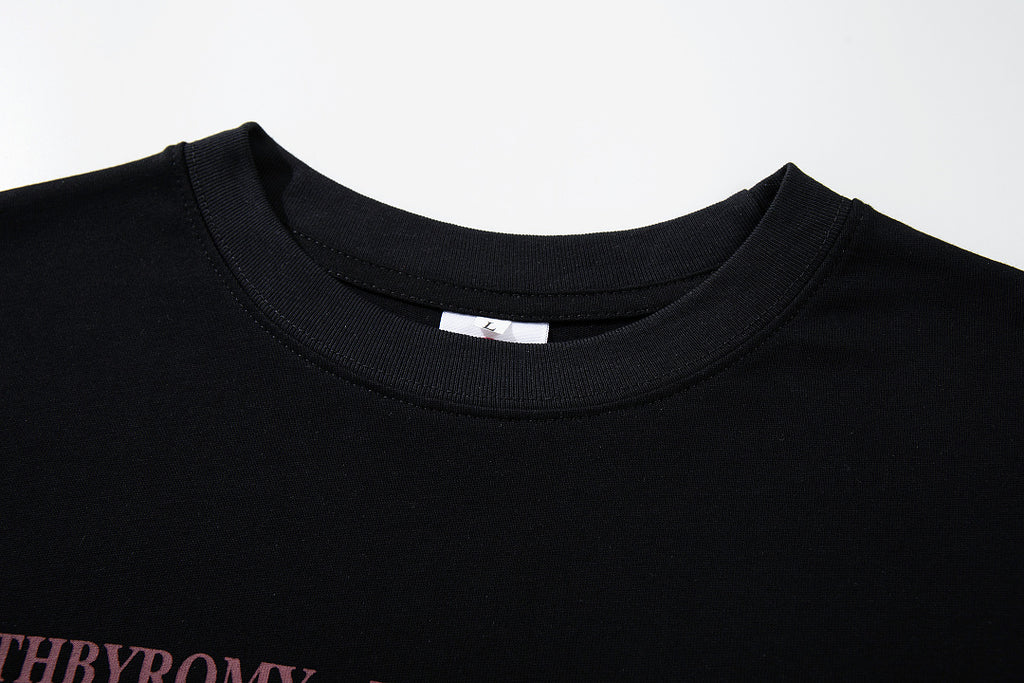 Double-layer-look long-sleeve T-shirt (dual-fabric style) – Black