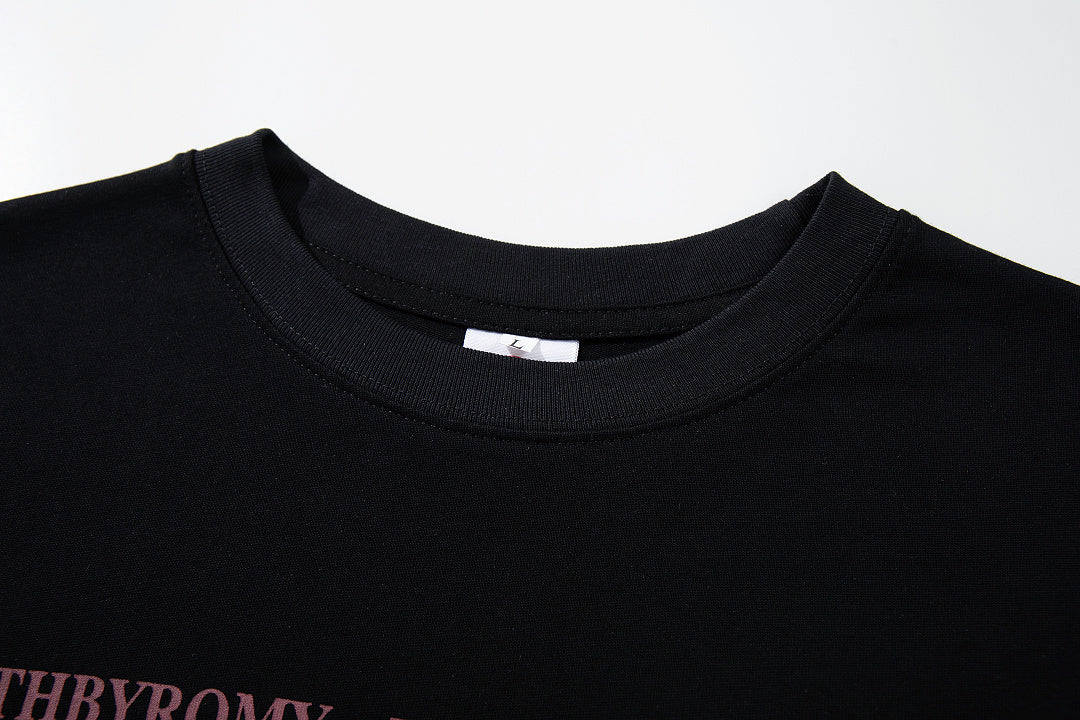 Double-layer-look long-sleeve T-shirt (dual-fabric style) – Black