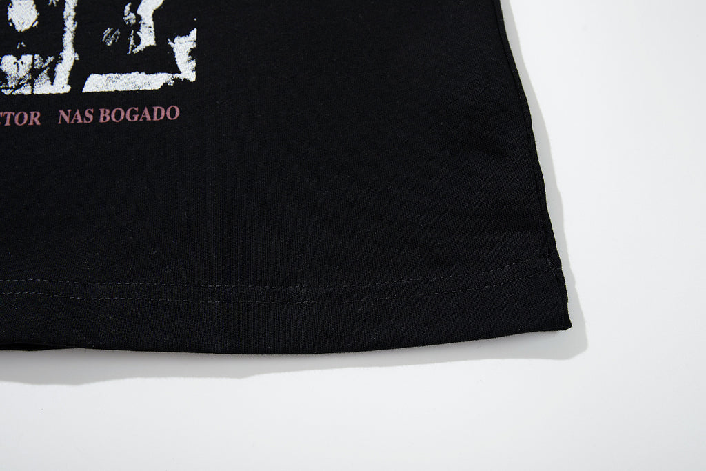 Double-layer-look long-sleeve T-shirt (dual-fabric style) – Black
