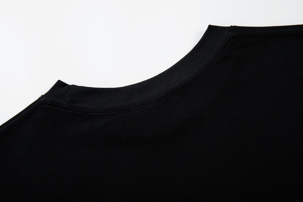 Double-layer-look long-sleeve T-shirt (dual-fabric style) – Black