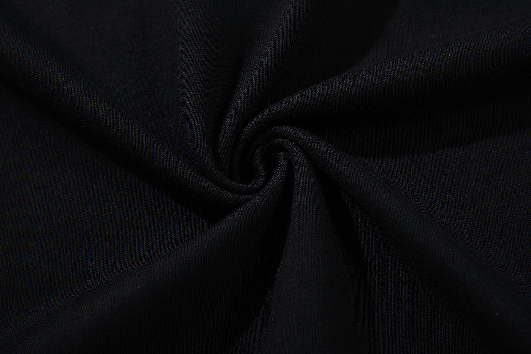 Double-layer-look long-sleeve T-shirt (dual-fabric style) – Black