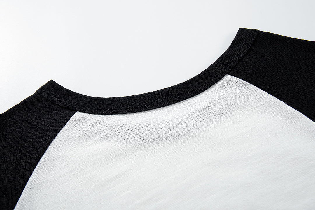 Slub Cotton Long-Sleeve Henley T-Shirt with Side Opening – Black