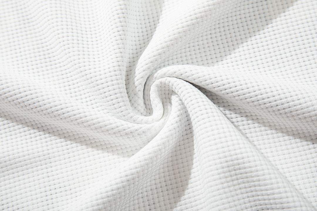 White long-sleeve waffle-knit raglan T-shirt