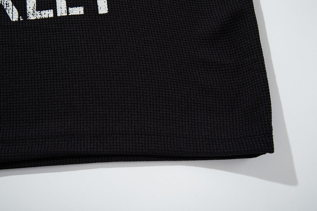 Black long-sleeve raglan T-shirt with camouflage pattern