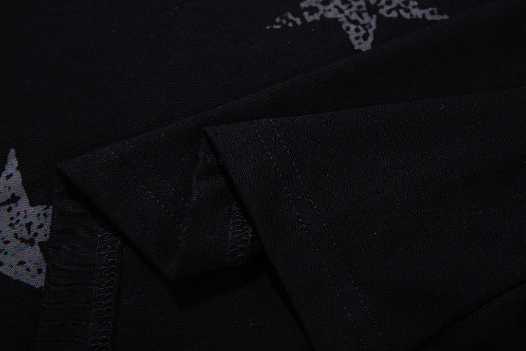 Striped long-sleeve raglan T-shirt, black
