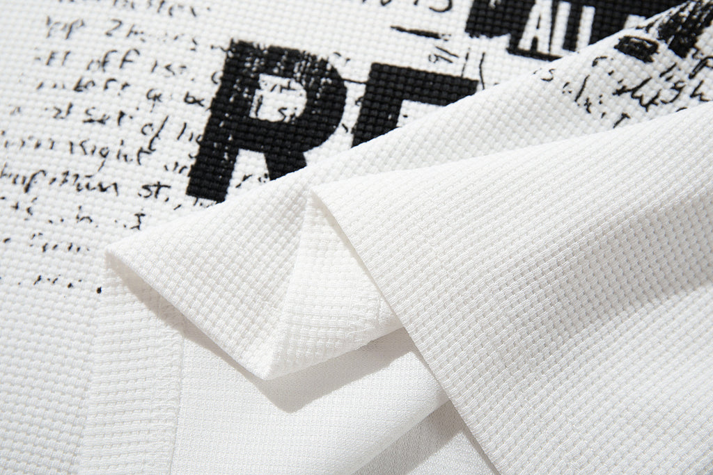 Waffle-knit long-sleeve T-shirt, white