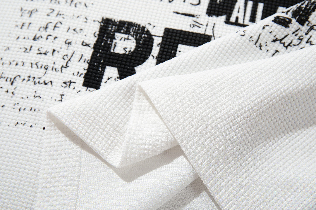 Waffle-knit long-sleeve T-shirt, white