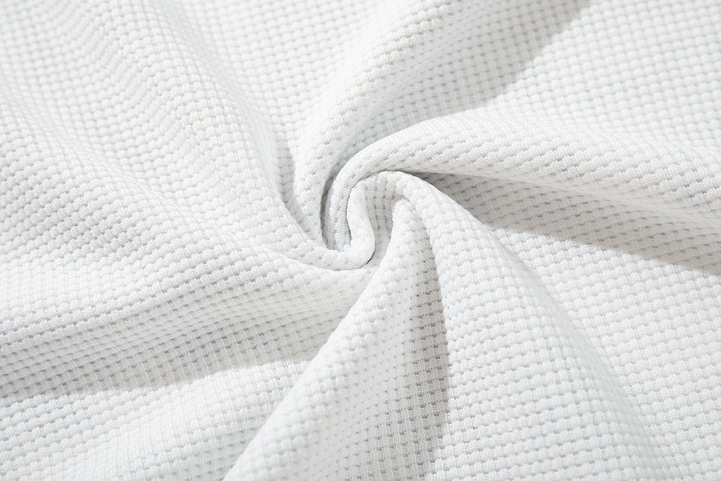 Waffle-knit long-sleeve T-shirt, white