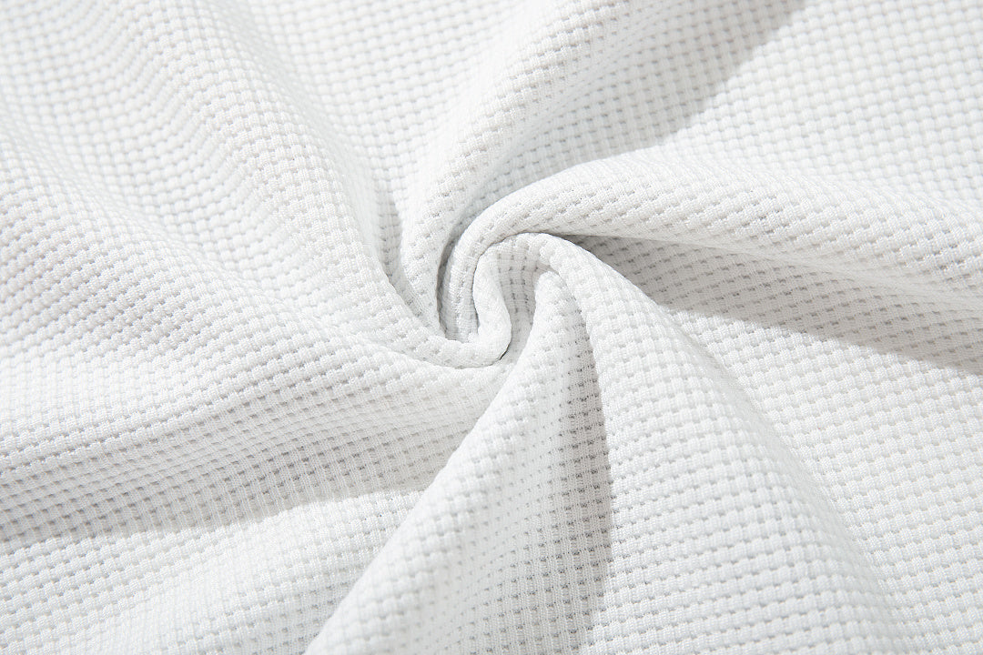 Waffle-knit long-sleeve T-shirt, white