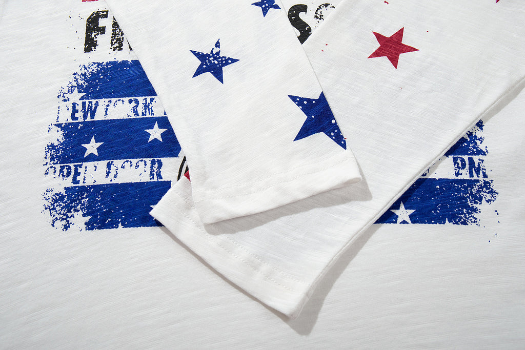 White long-sleeve slub cotton T-shirt