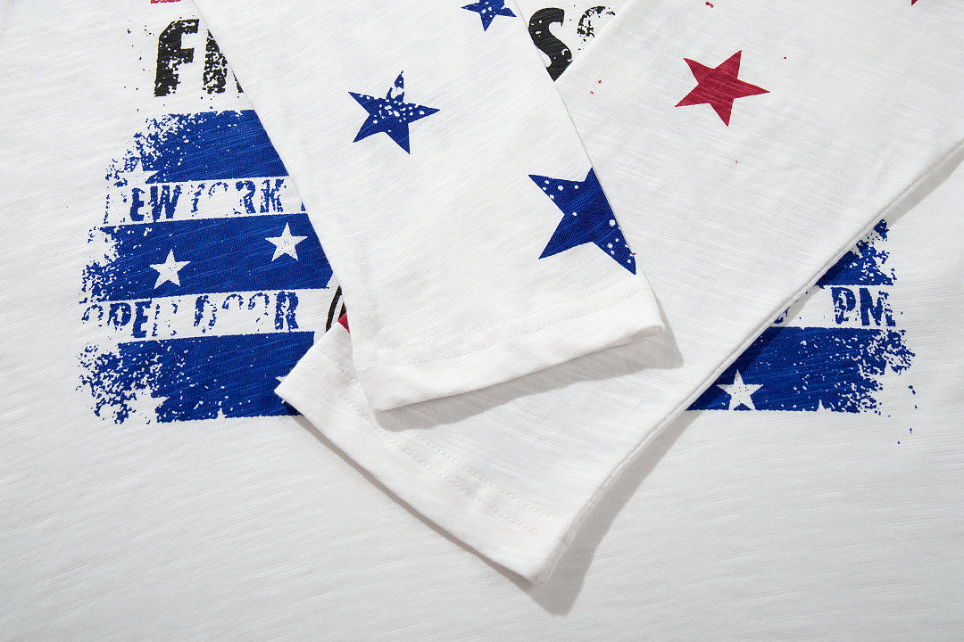White long-sleeve slub cotton T-shirt