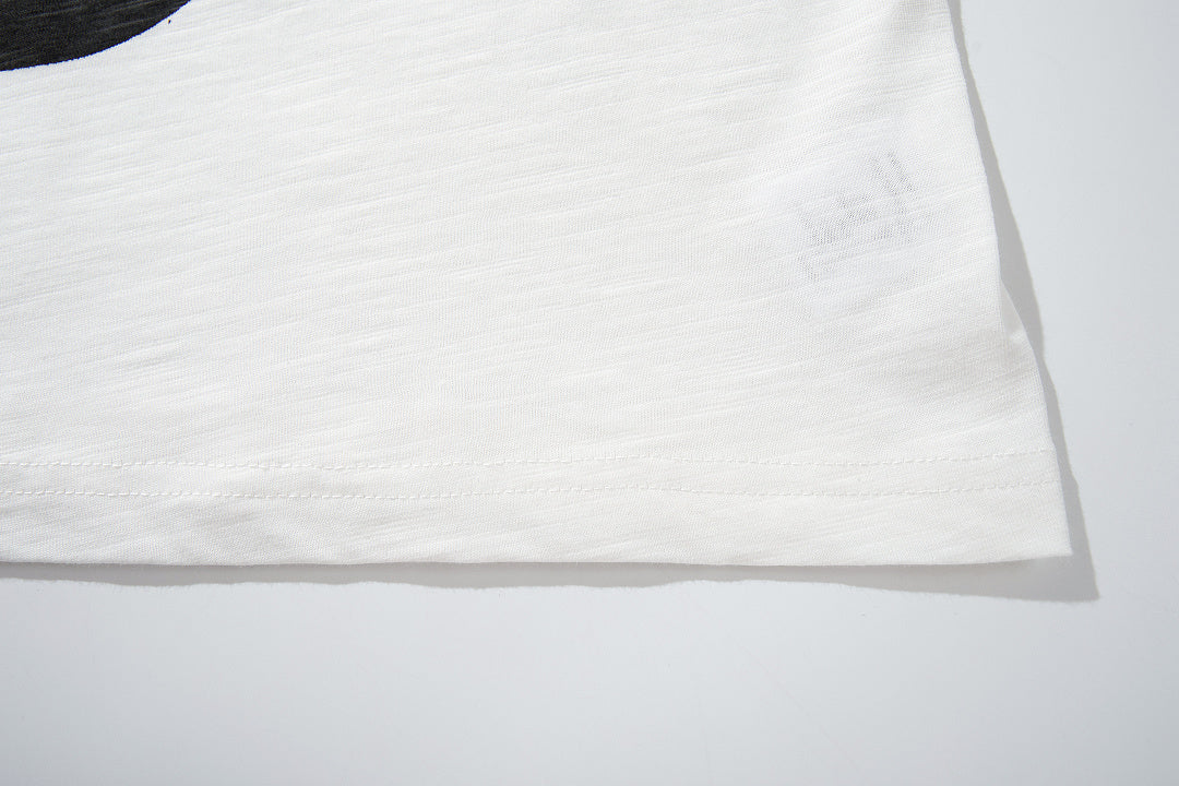 White long-sleeve slub cotton T-shirt
