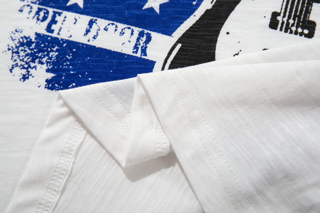 White long-sleeve slub cotton T-shirt