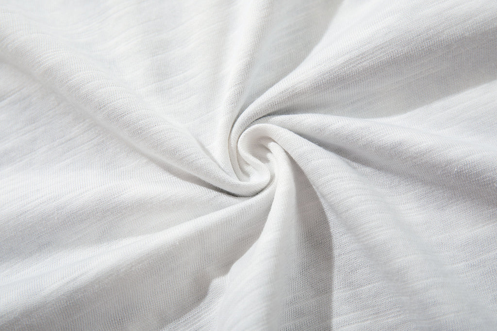 White long-sleeve slub cotton T-shirt