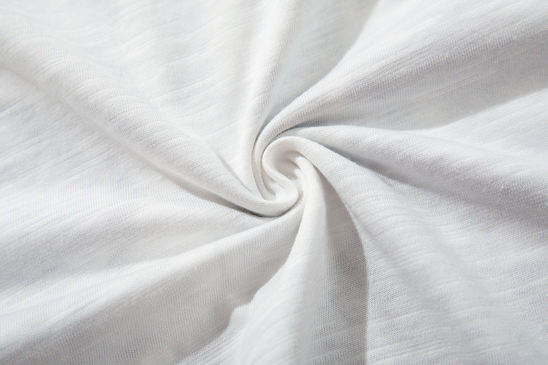 White long-sleeve slub cotton T-shirt