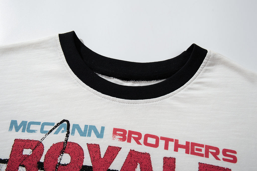 White long-sleeve slub cotton T-shirt