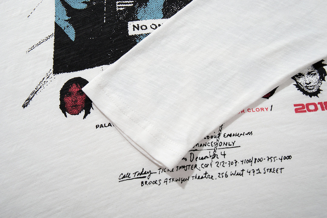White long-sleeve slub cotton T-shirt