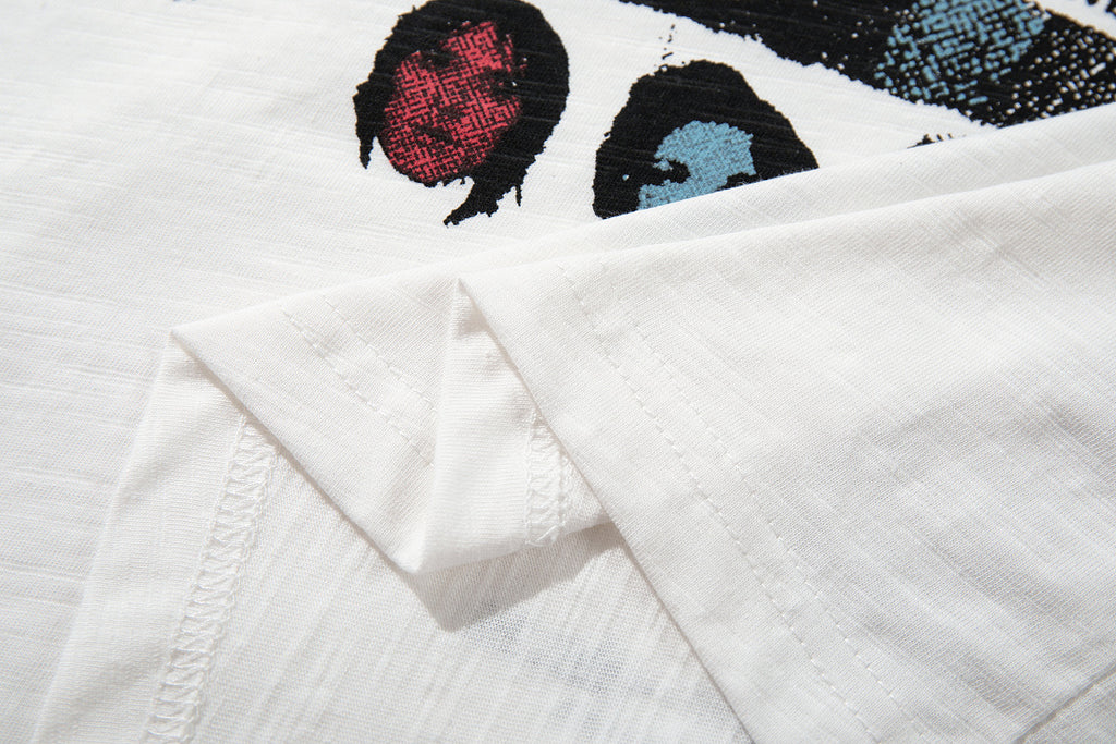 White long-sleeve slub cotton T-shirt