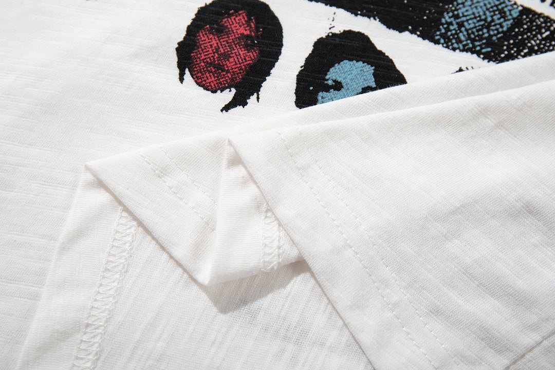 White long-sleeve slub cotton T-shirt