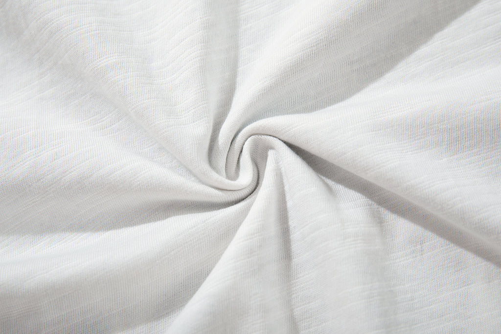 White long-sleeve slub cotton T-shirt