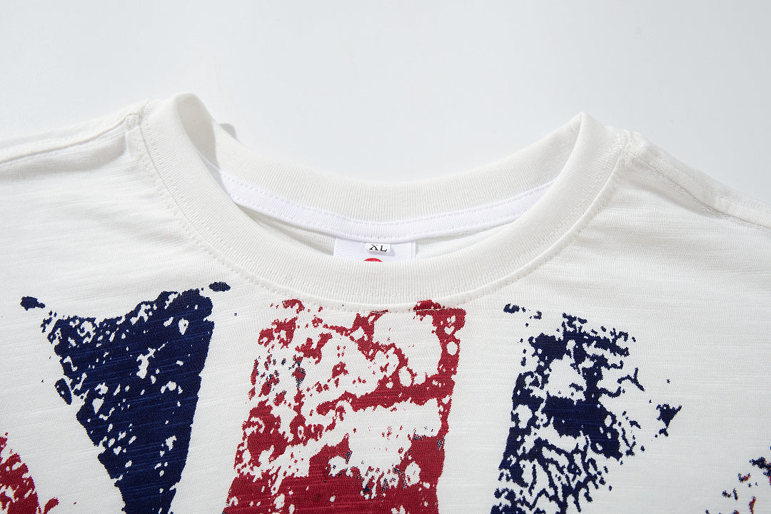 White long-sleeve slub cotton T-shirt