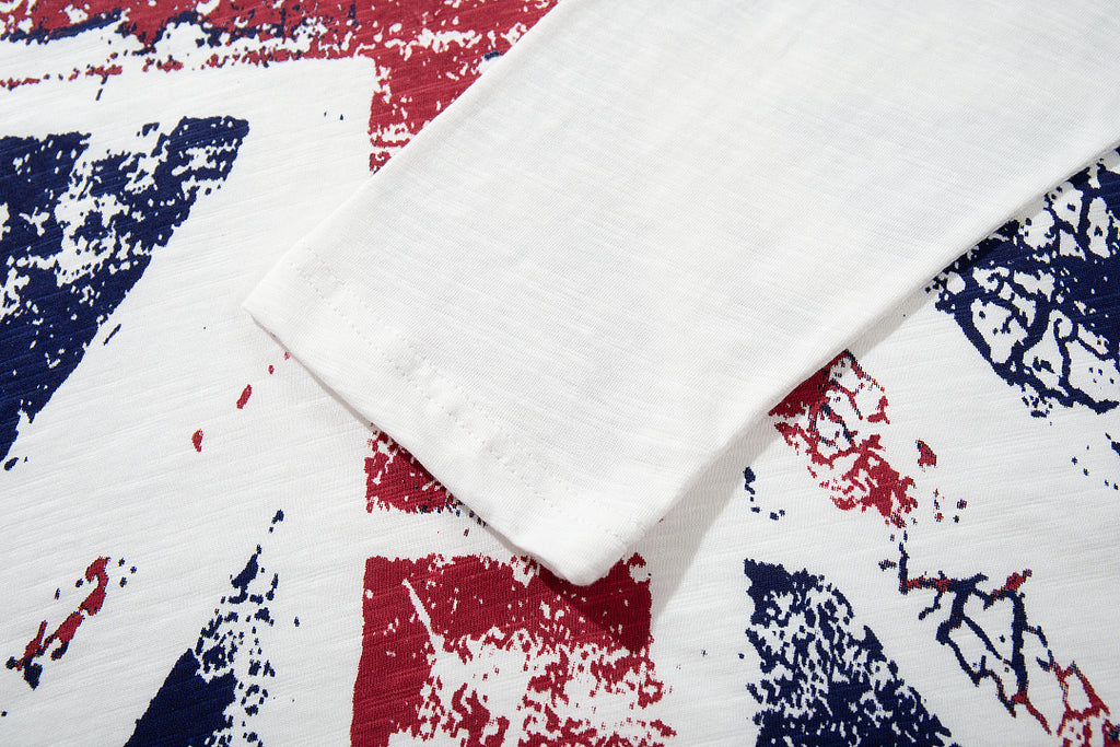 White long-sleeve slub cotton T-shirt