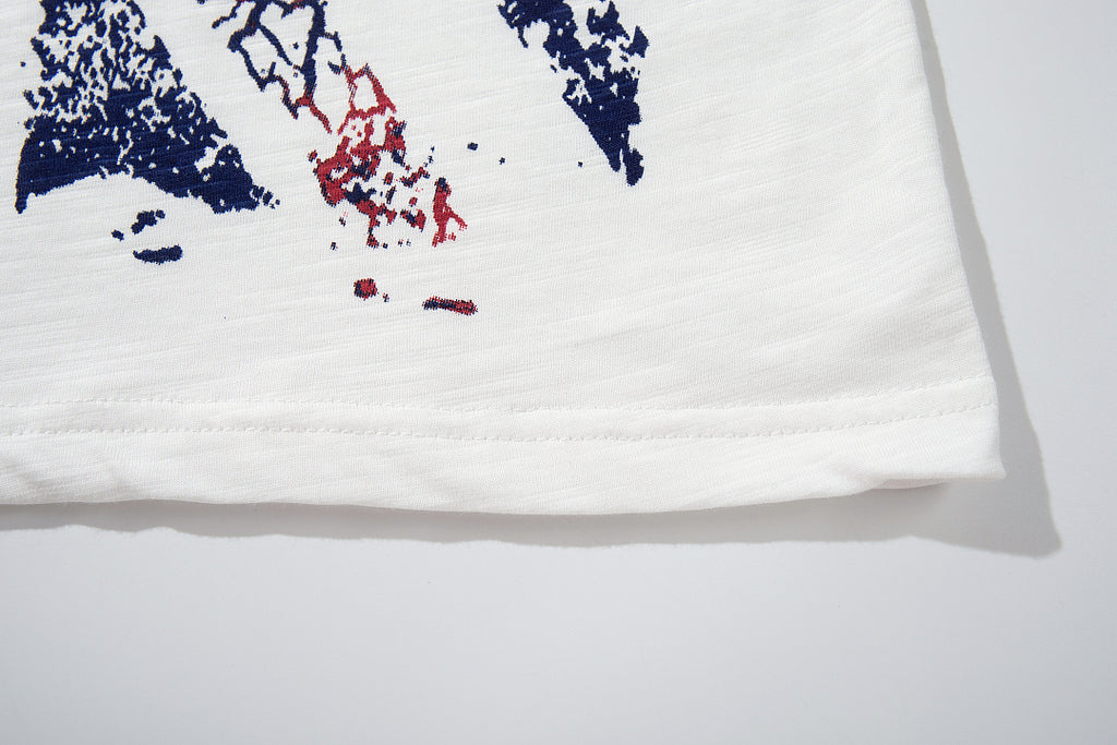 White long-sleeve slub cotton T-shirt