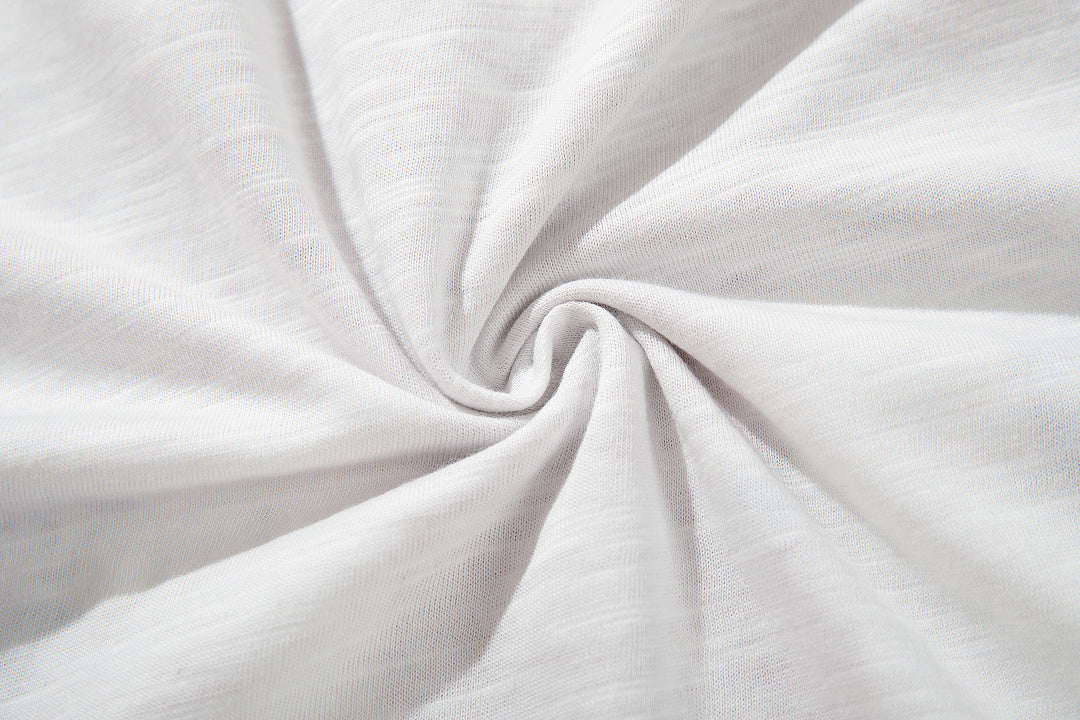 White long-sleeve slub cotton T-shirt