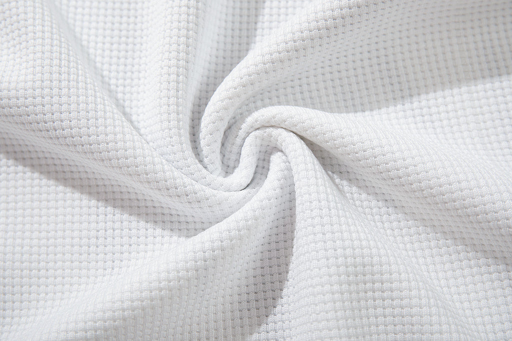 Waffle-knit long-sleeve T-shirt, white