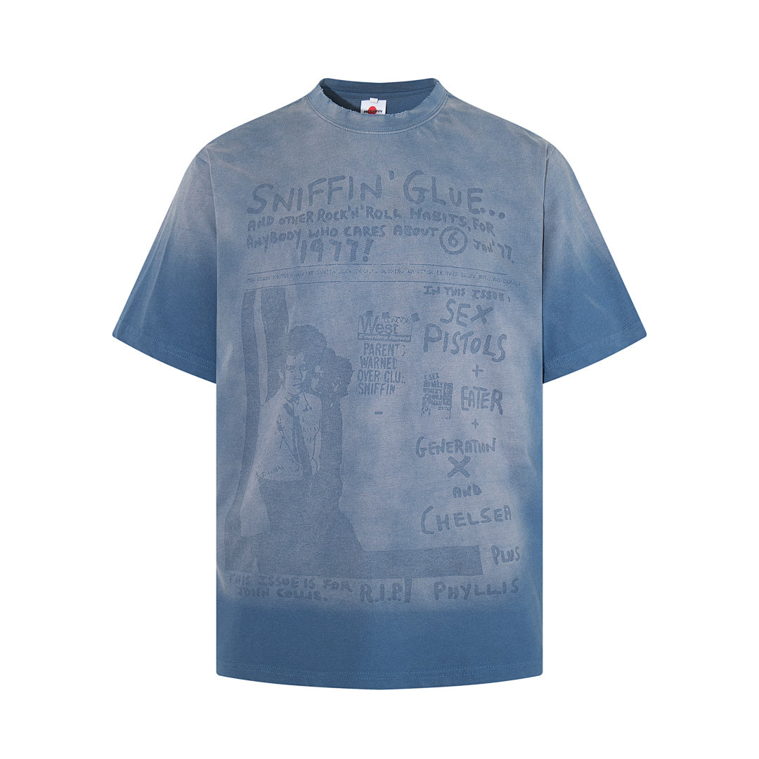 Washed Short-Sleeve T-Shirt – Black, Blue