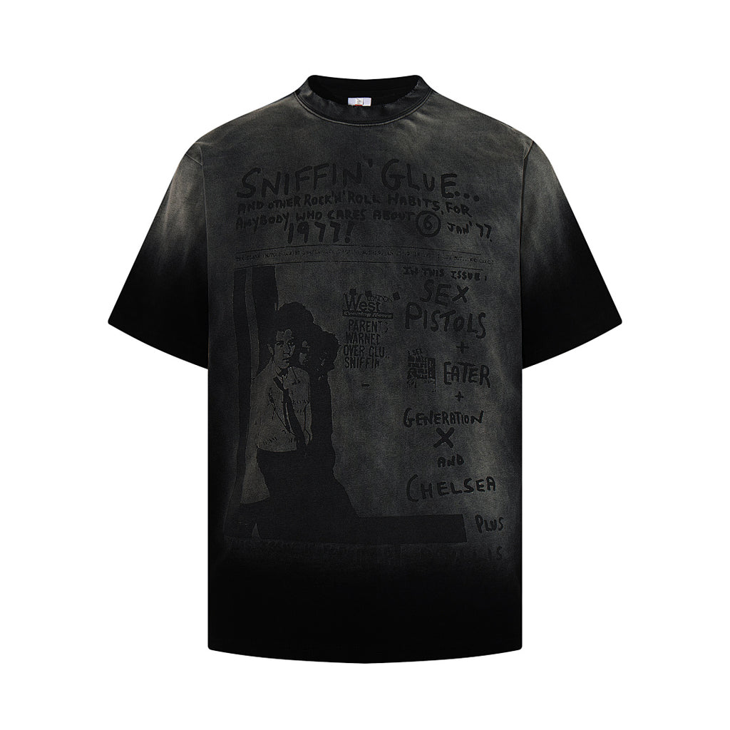 Washed Short-Sleeve T-Shirt – Black, Blue